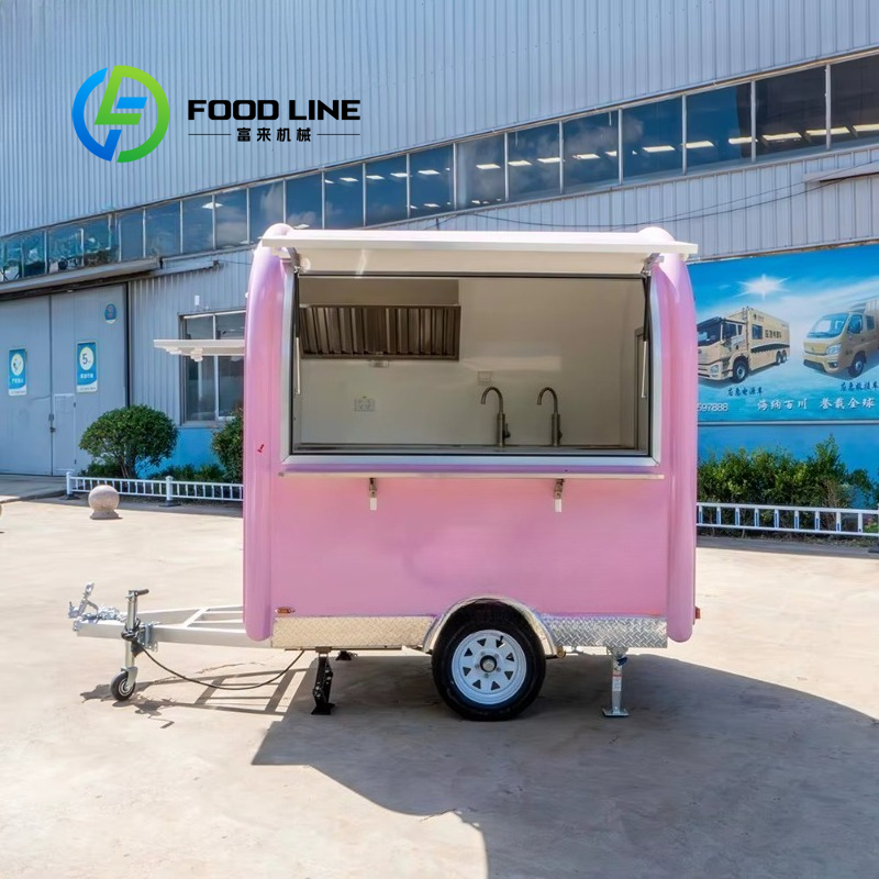 Food Snacks Catering - عربة طعام صغيرة مخصصة باللون الوردي