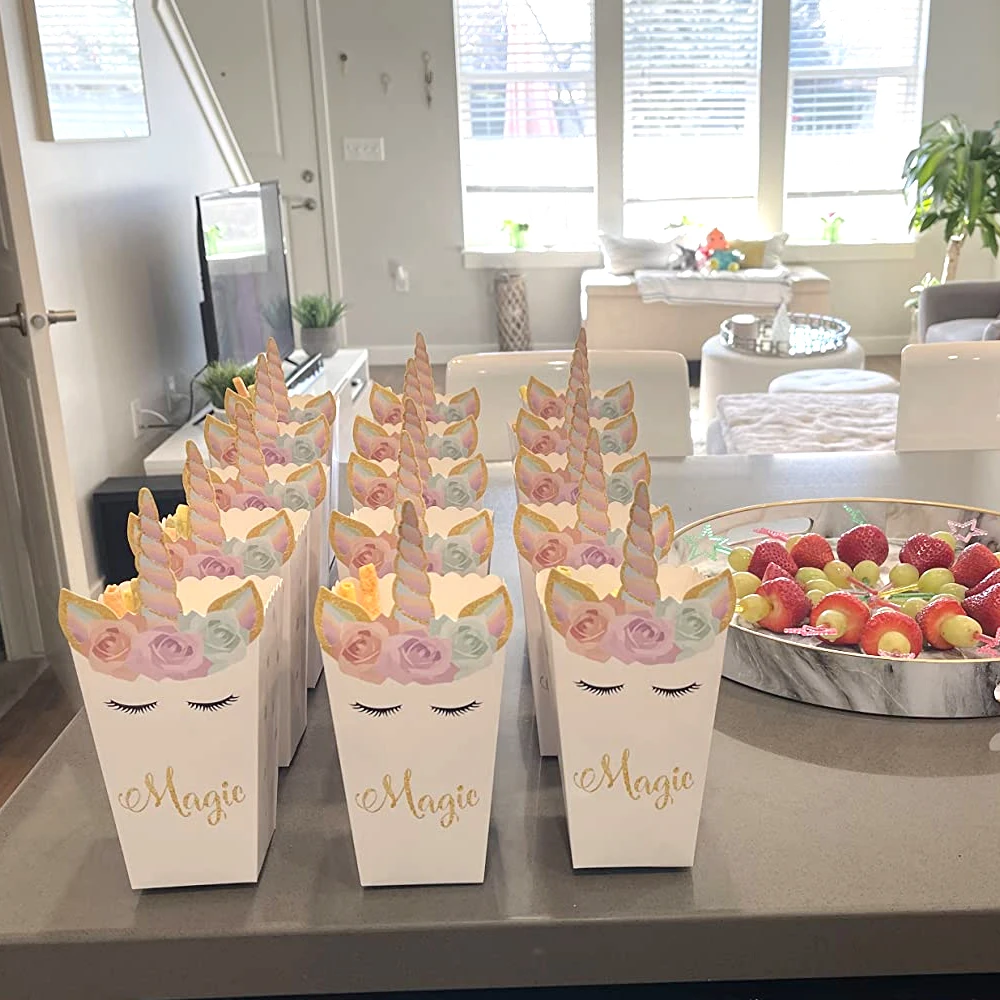 6/12 قطعة صندوق الفشار يونيكور - مراجعة Food Snacks For Baby Shower وسعره